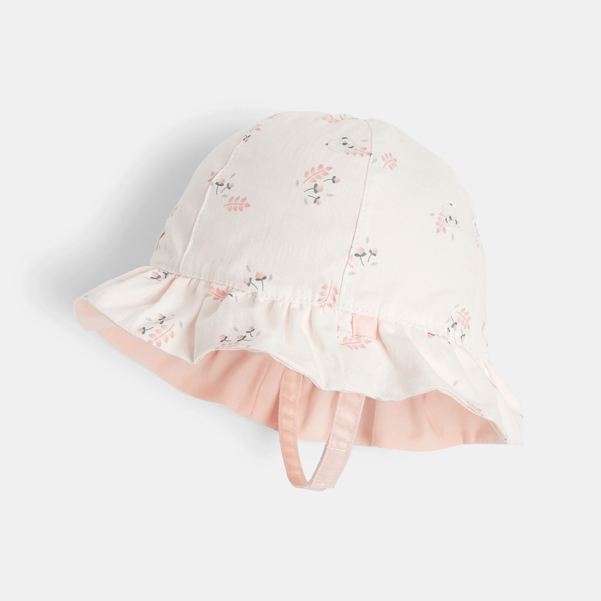 Chapeau de soleil réversible rose bébé fille Rose