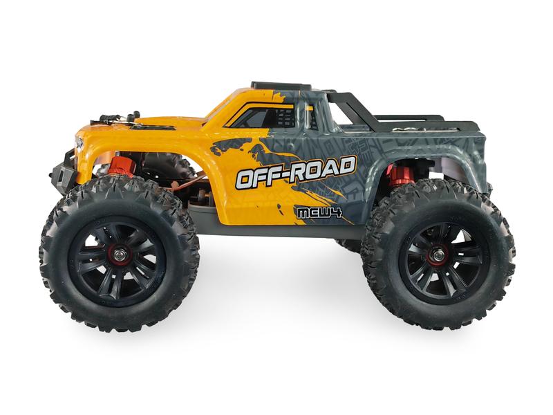 Amewi Monster Truck MEW4 Brushless 4WD RTR, 1:16 Off-Road Modell mit solidem Antriebsstrang aus Metall