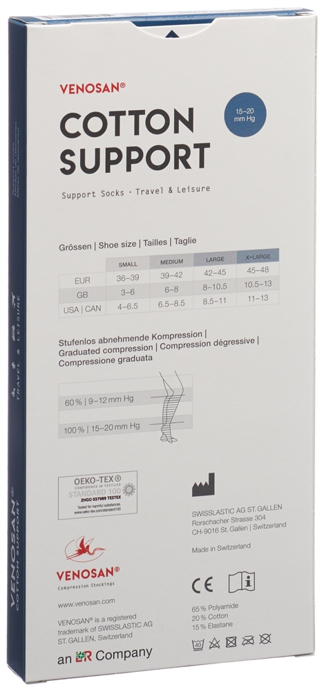 VENOSAN COTTON SUPPORT Socks A-D<br>1 Paar, XL, black