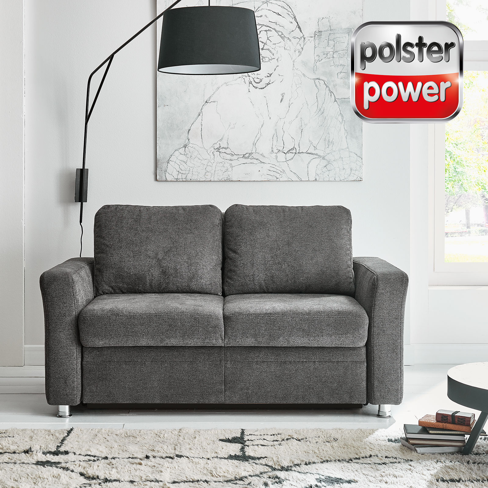 polsterpower Schlafsofa - schwarz - Federkern - mit Liegefunktion