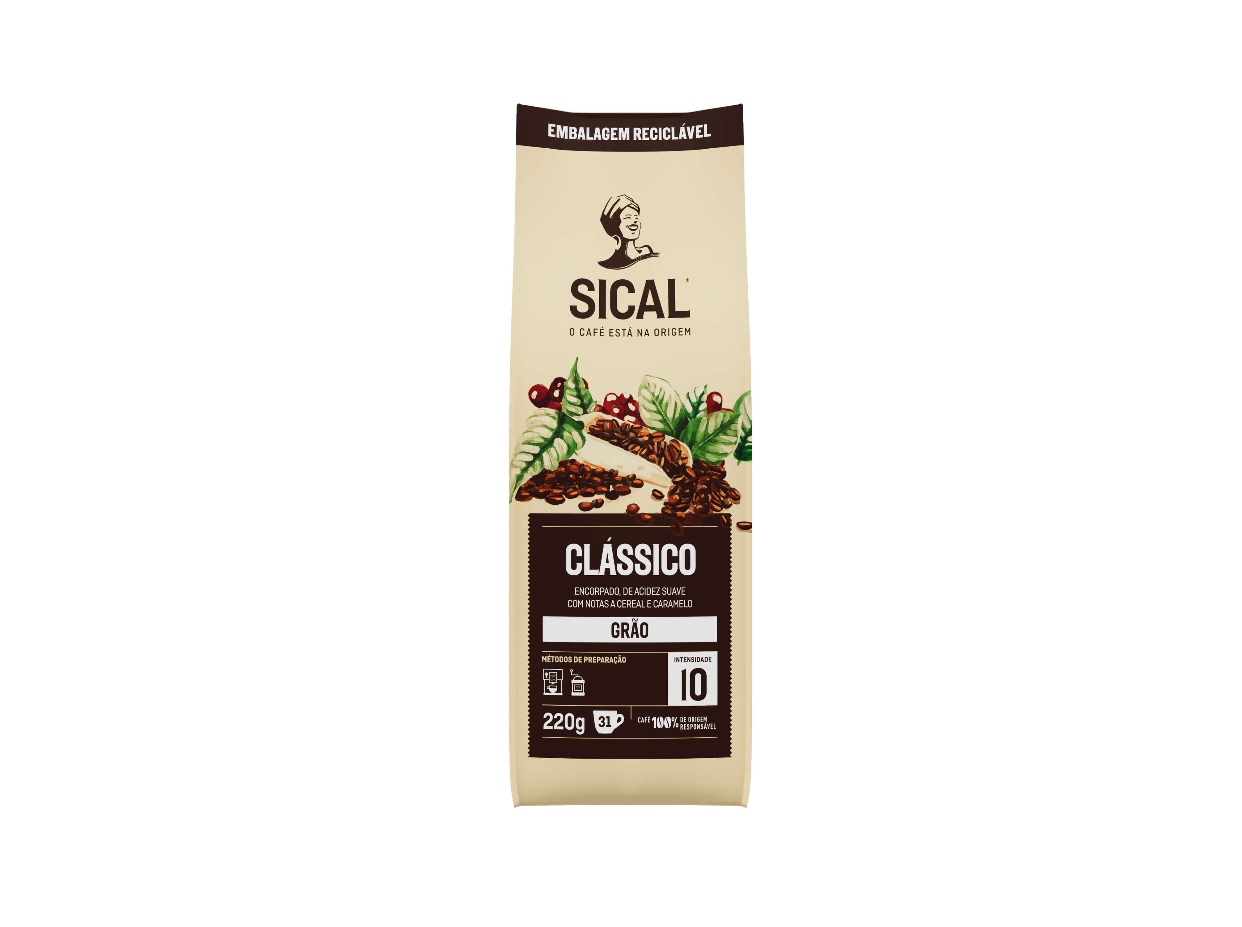 CAFÉ EM GRÃO SICAL 5 ESTRELAS 220 G