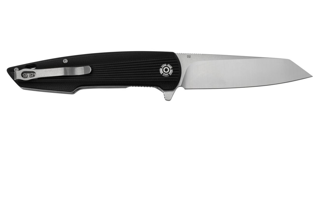 QSP Knife Phoenix QS108-C1, Satin D2, Black G10, zakmes