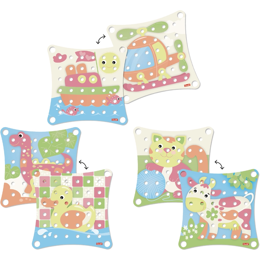 Quercetti PlayEco+ Jumbo Peggy Evo Mosaik-Steckspiel aus recyceltem Kunststoff (41 Teile)