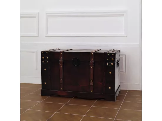 Coffre vintage de rangement bois 66 x 38 x 40 cm