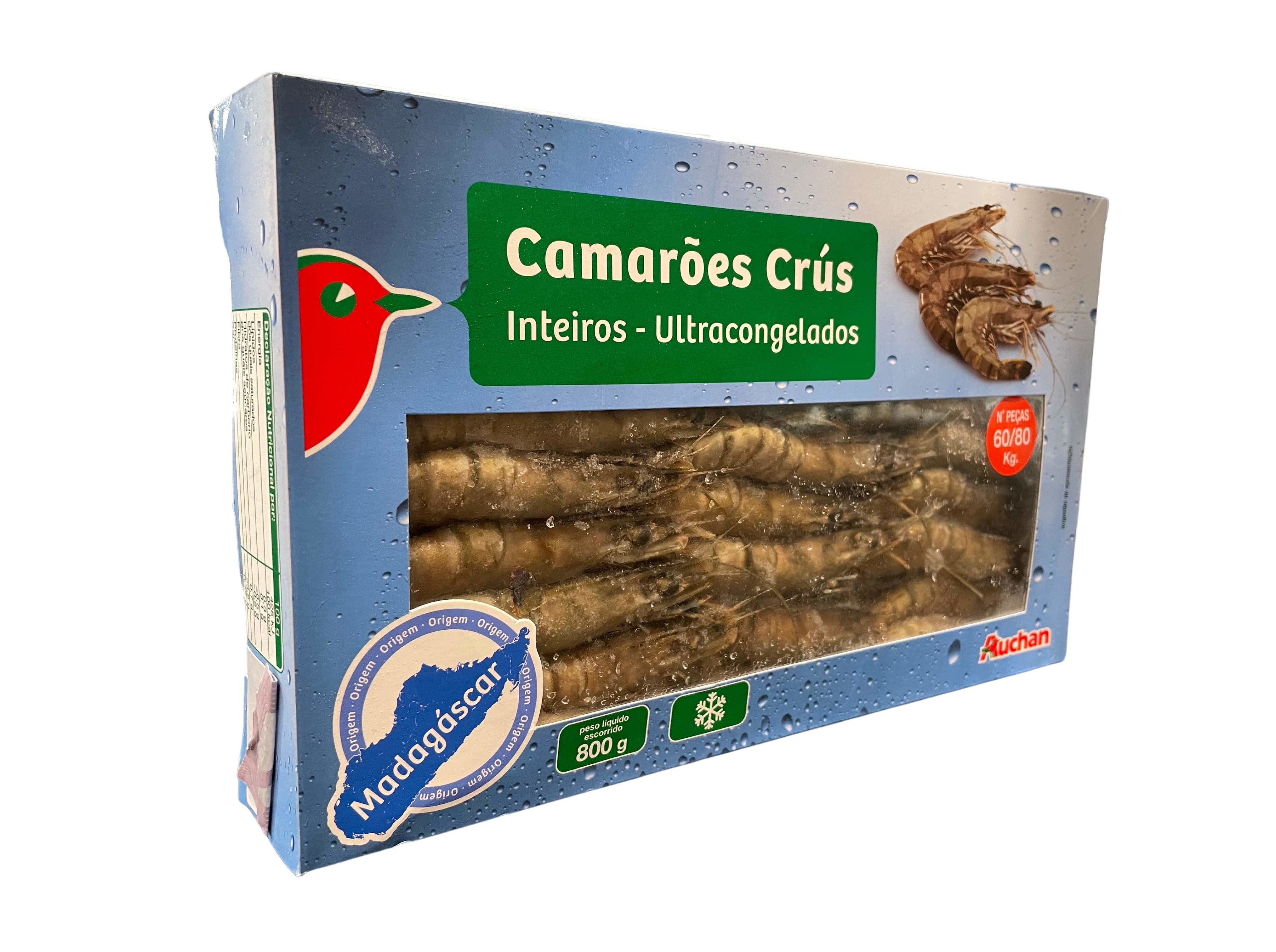 CAMARÃO AUCHAN CRU MADAGÁSCAR 60/80 800G