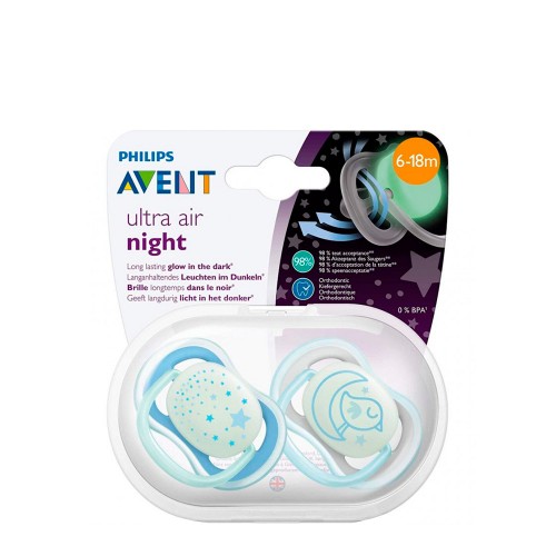 Philips Avent Ultra Air Night Chupeta Pássaro e Estrelas 6-18m Duo