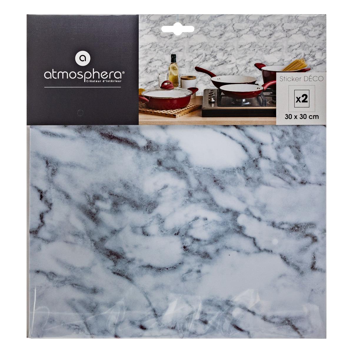STICKERS CARRELAGE MARBRE BLANC X2 PIECES