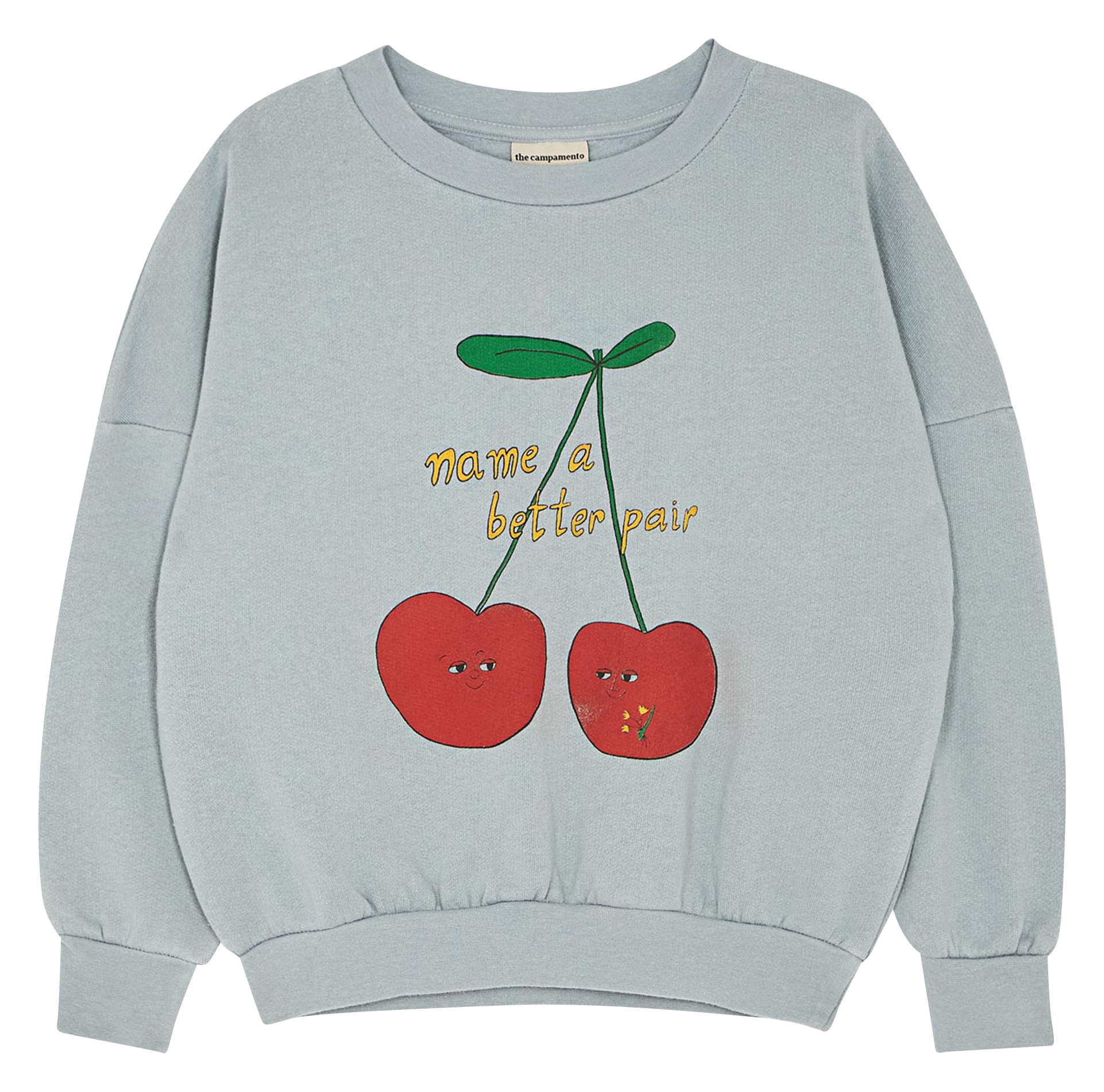 Sweat col rond imprimé en coton| Bleu