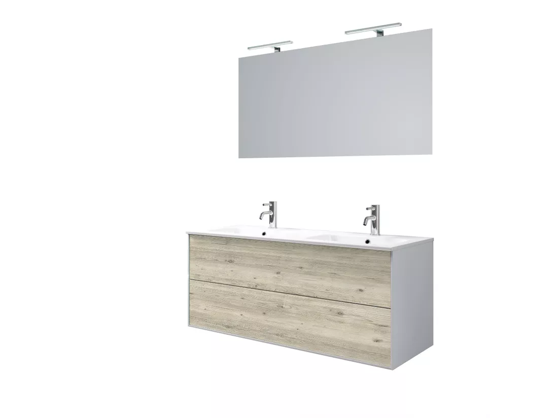 Ensemble de salle de bain double vasque 5 pièces IGEA pin arctique