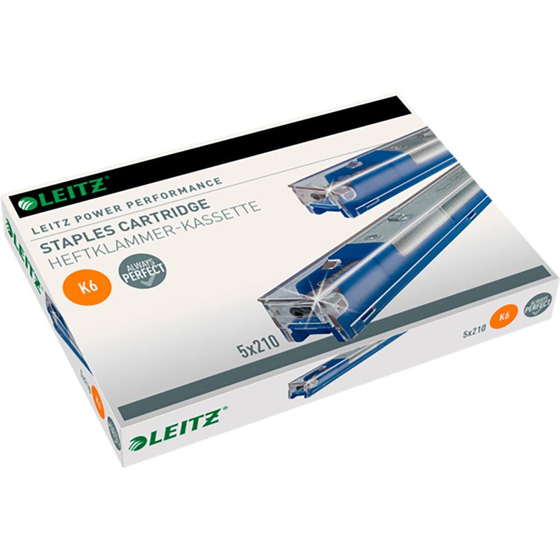 Agrafe Leitz K6 bleu - Lot de 5 cartouches