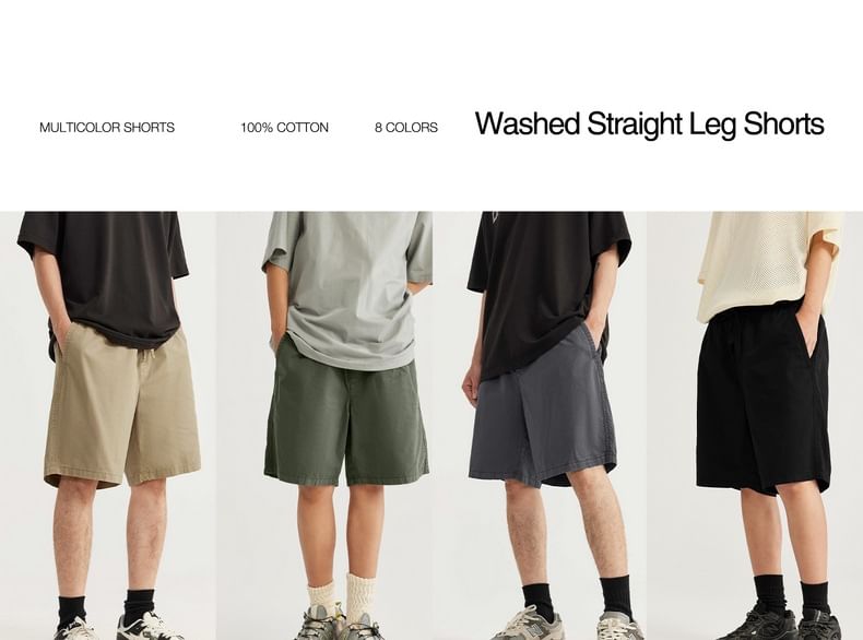 Newin - Unisex gewassen rechte shorts in 8 kleuren (XS-XL)
