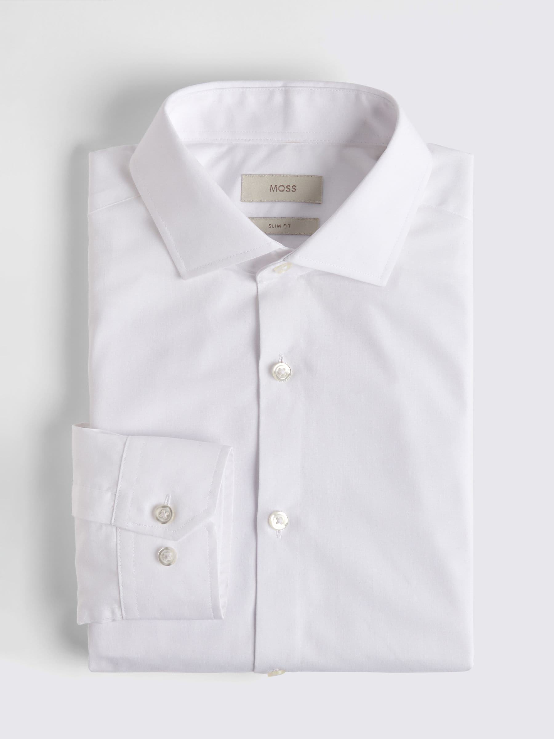 MOSS - Wit strijkvrij slim-fit overhemd