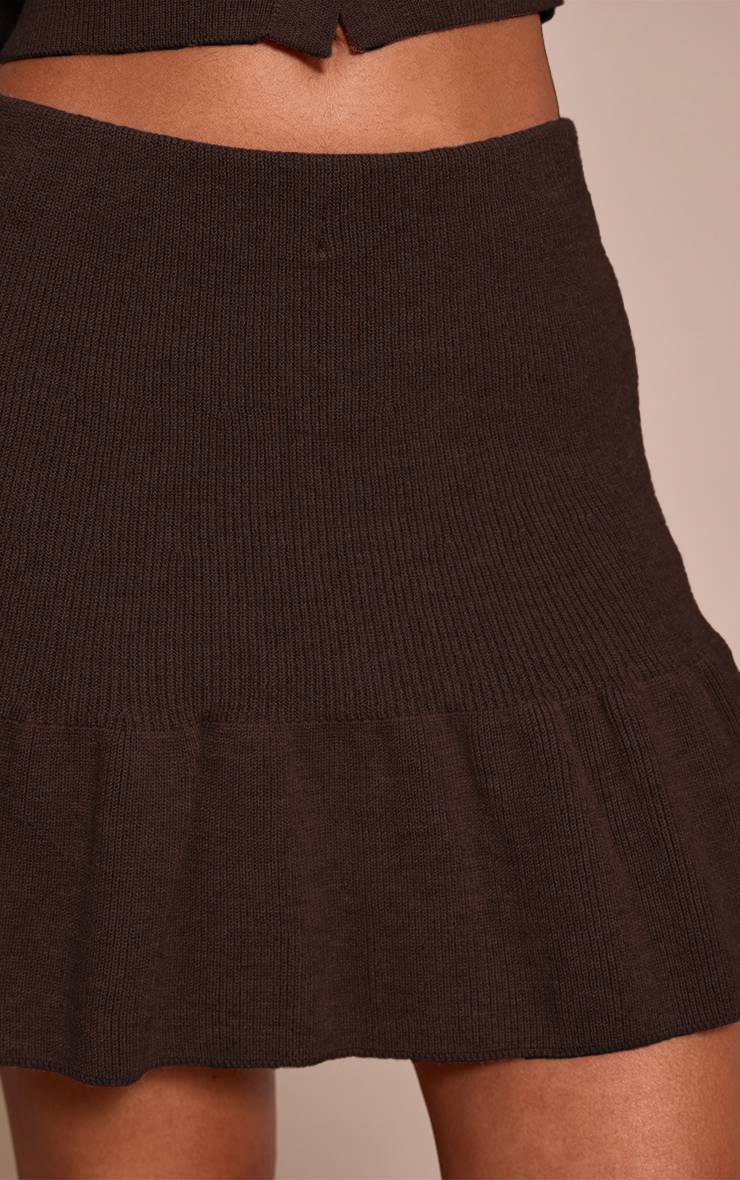 Chocolat Jupe Mini Plissée En Maille Petite