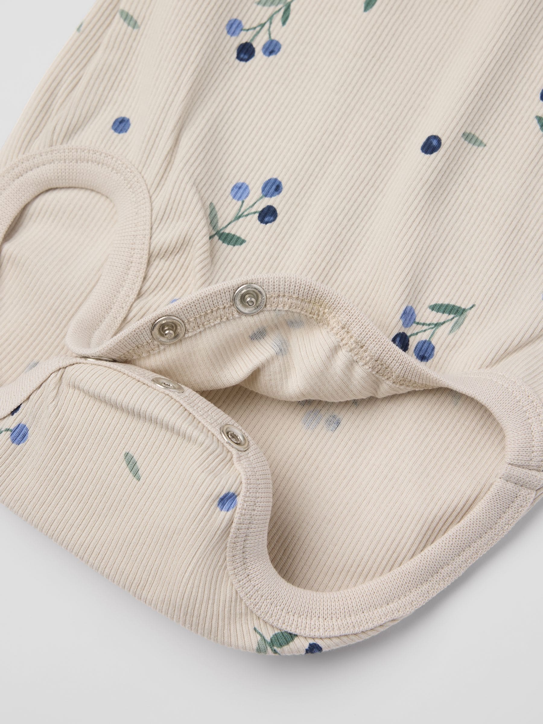 Polarn O. Pyret Cotton Ribbed Blueberry Print Babygrow