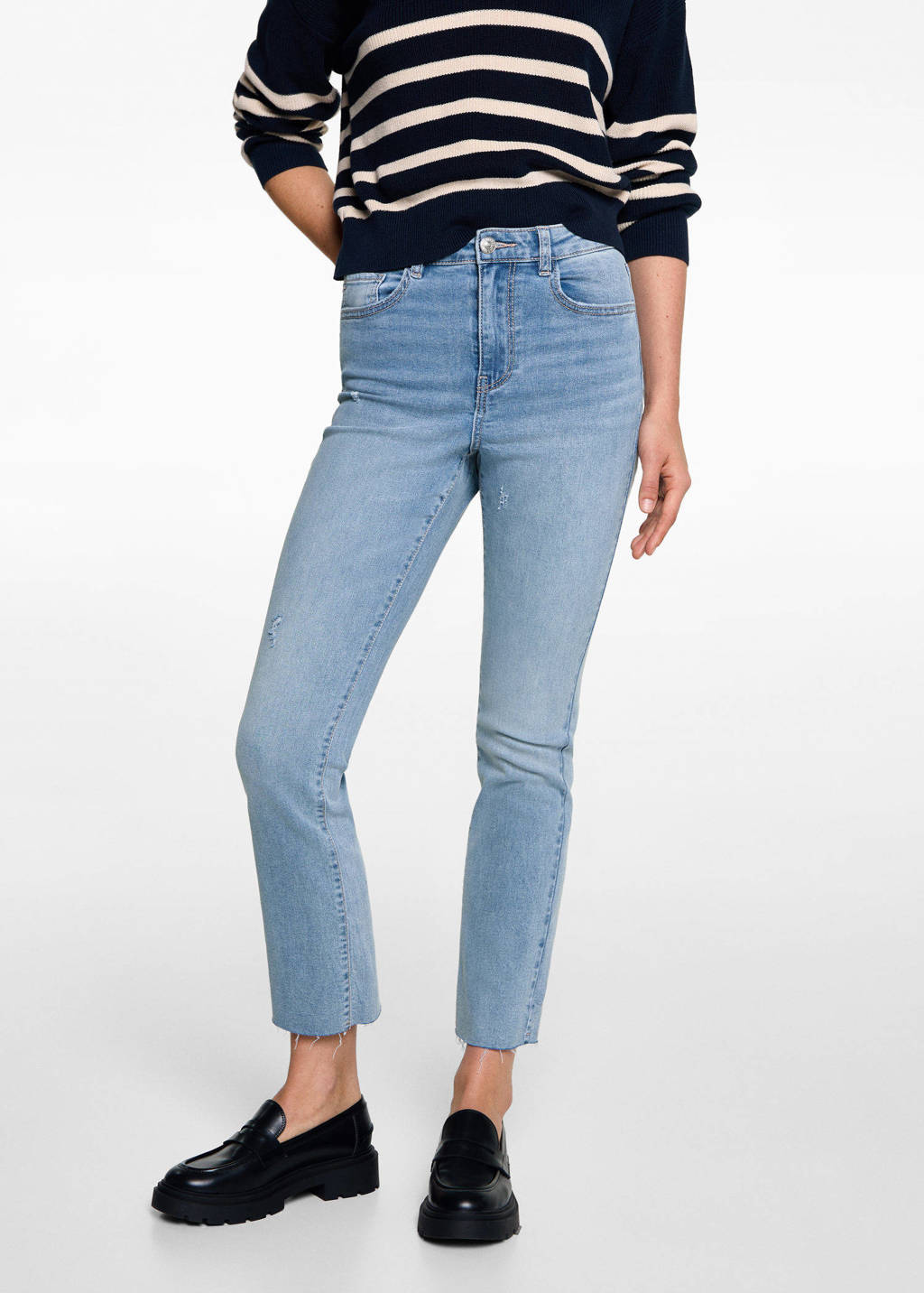 MANGO TEEN cropped regular fit jeans changeant blauw