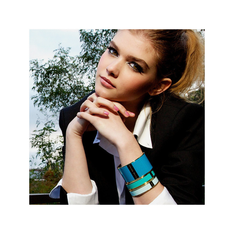 Legend Vogue - Bracelet Bangle Or Jaune Pure LVG Blanc