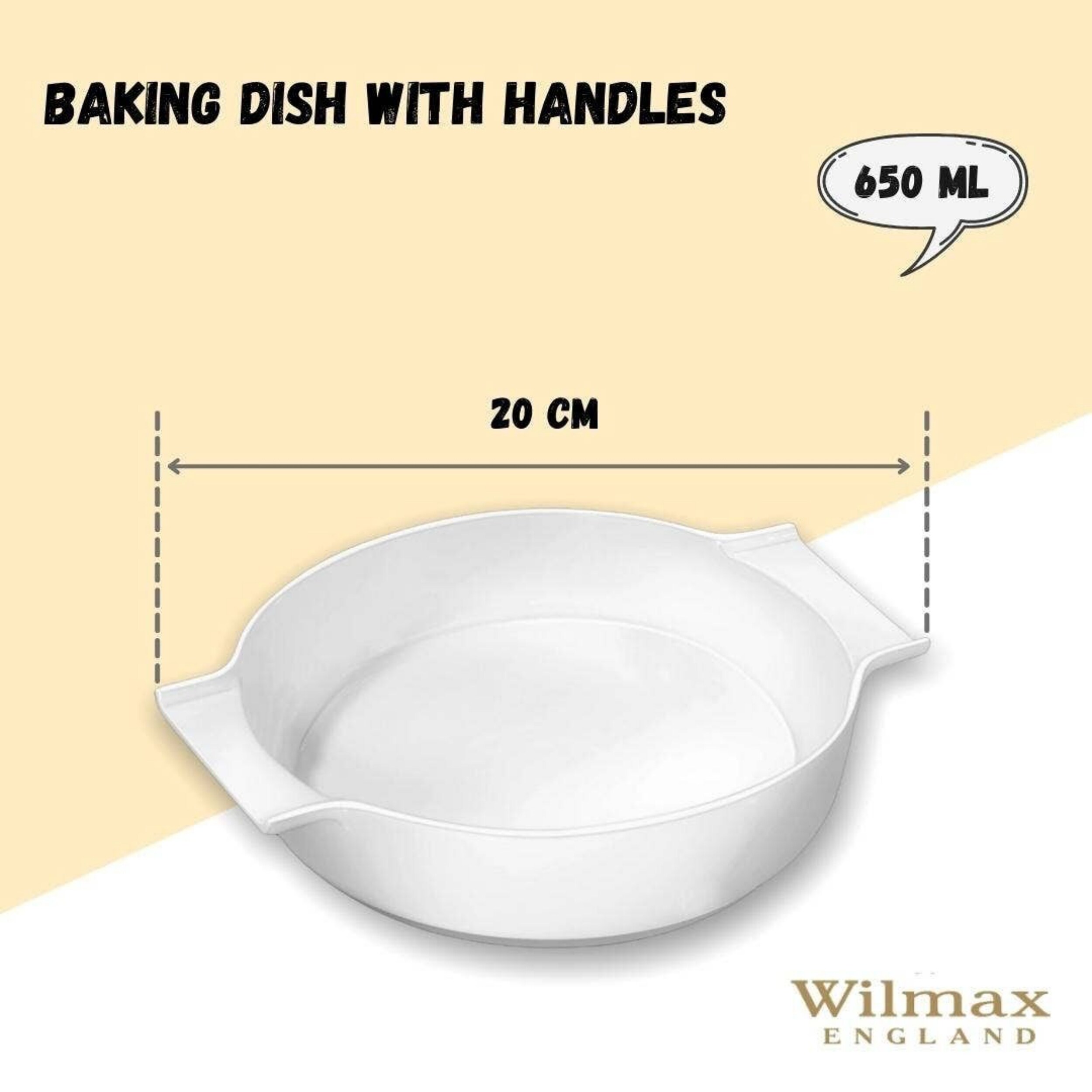 Backformen mit Griff – Hochwertiges weißes Porzellan, 650 ml, ideal zum Kochen