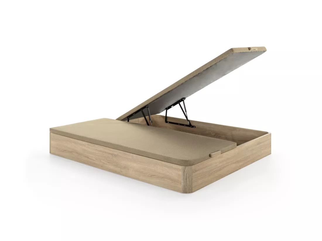 Ensemble 180 x 200 cm sommier coffre naturel clair + matelas ressorts ensachés et surmatelas intégré ép.25cm - ANYLA de YSMÉE