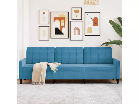 Canapé à 3 places Bleu 210 cm Velours
