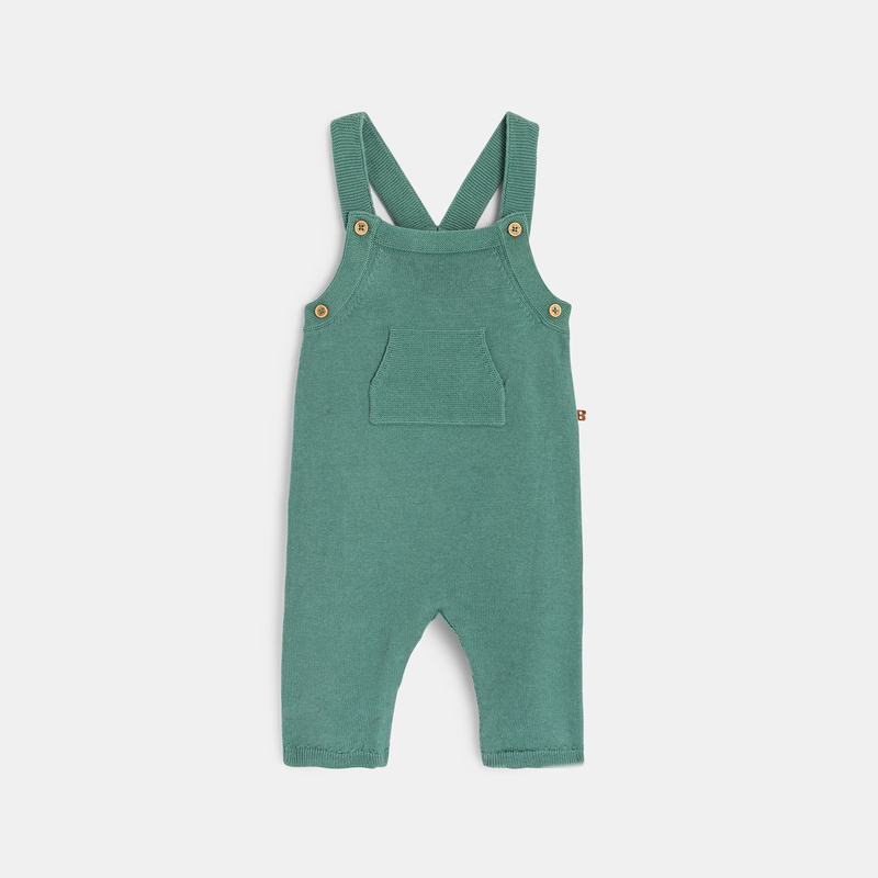 Salopette en maille tricot et body dinosaures verte naissance