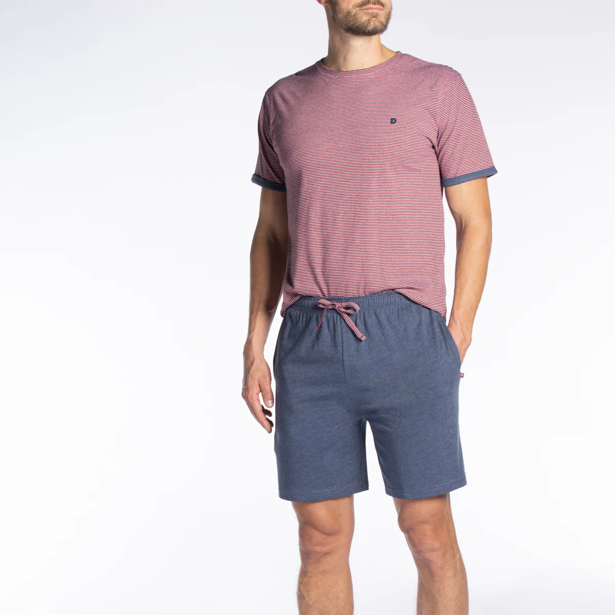 Pyjashort homme COCON rayé/bleu chiné