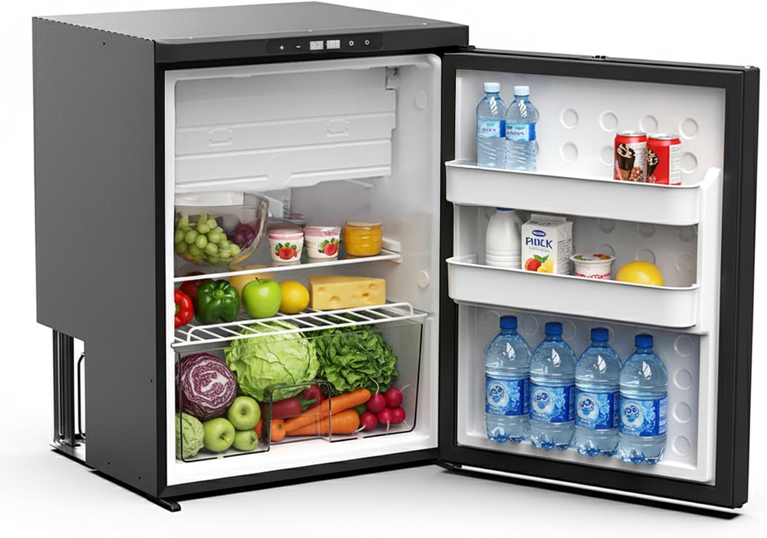65L Kompressor Kühlbox mit APP-Steuerung 12V 24V, Energiesparender Mini Kühlschrank mit seitlich öffnender Tür, Kühlschrank klein mit Gefrierfunktion für Auto, LKW, Boot, Reisemobil, Camping