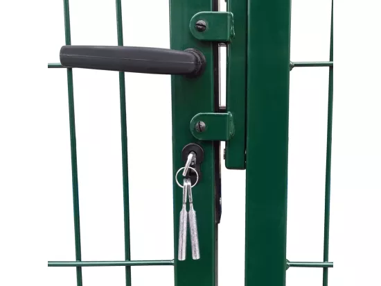 Portail de cl?ture de jardin avec poteaux 350x100 cm Acier Vert