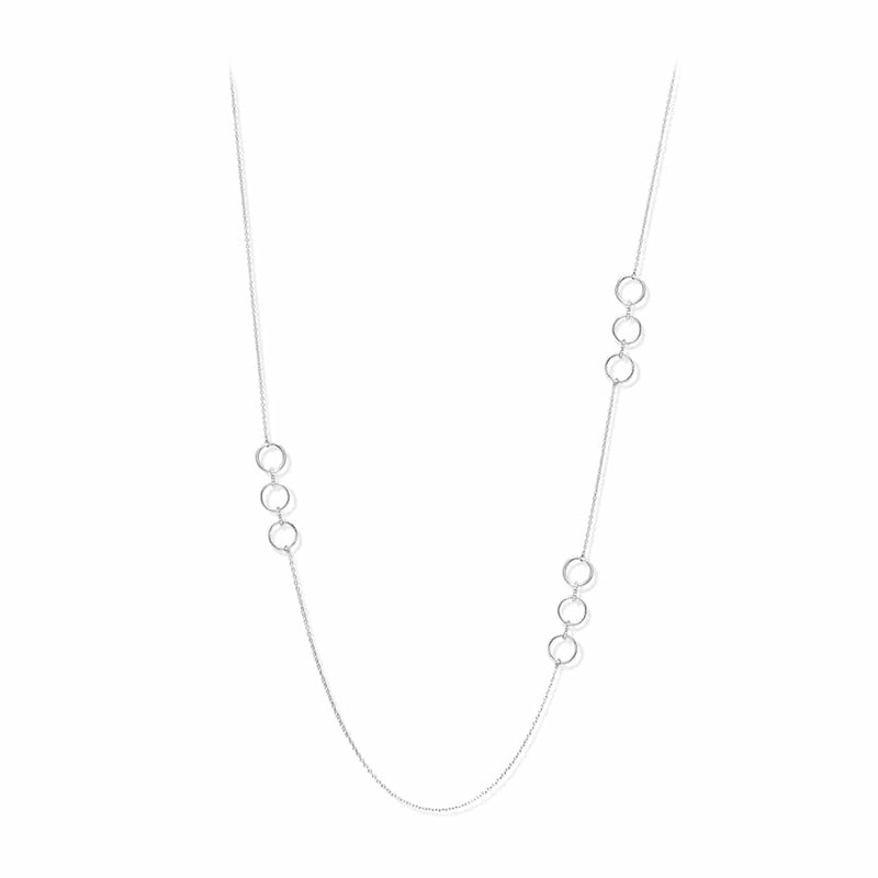 Collier Sautoir Argent Rhodié élise Sertie De Zirconium Blanc
