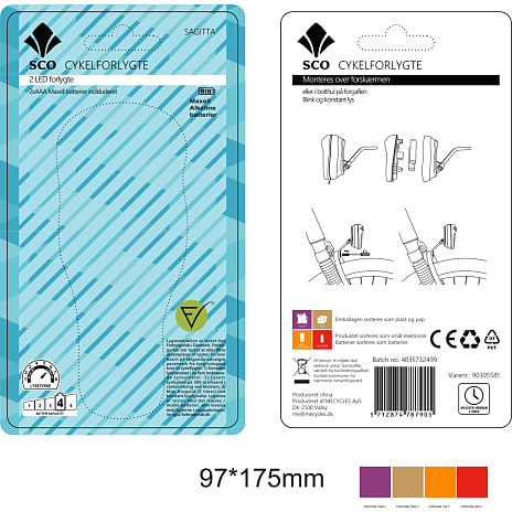 SCO 1 LED cykellygte - forlygte i sort