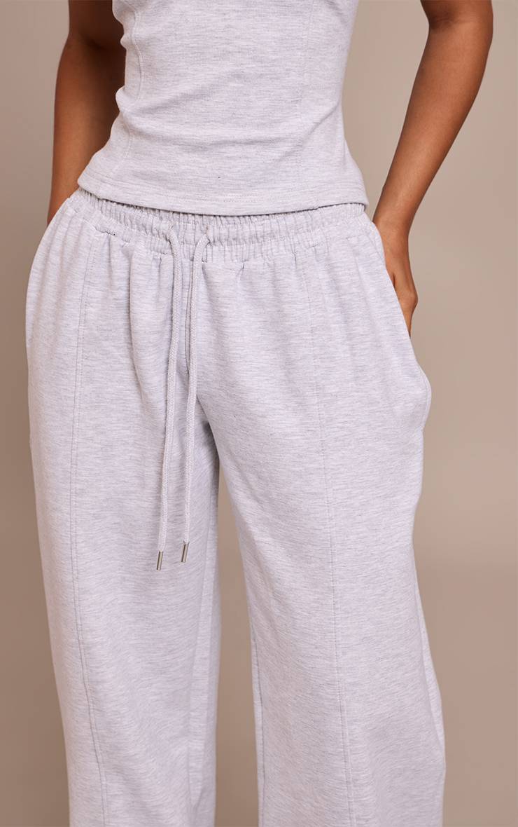Gris Cendré Jogging Petite Taille À Jambes Larges Avec Cordon De Serrage En Jersey Interlock