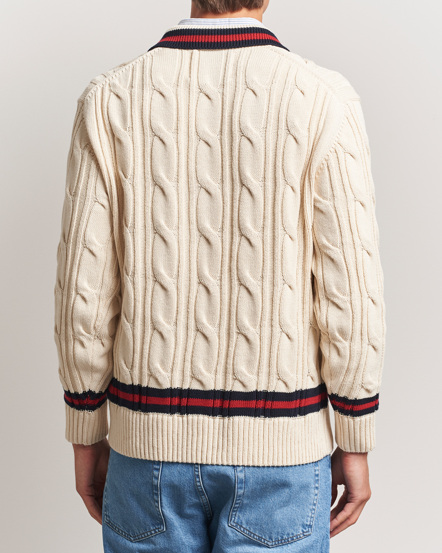 GANT Cable Heavy Knitted Polo Cream