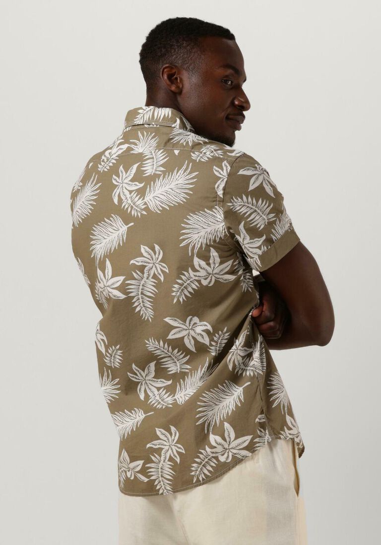 SCOTCH & SODA khaki scotch & soda casual overhemd printed + washed short sleeve poplin shirt