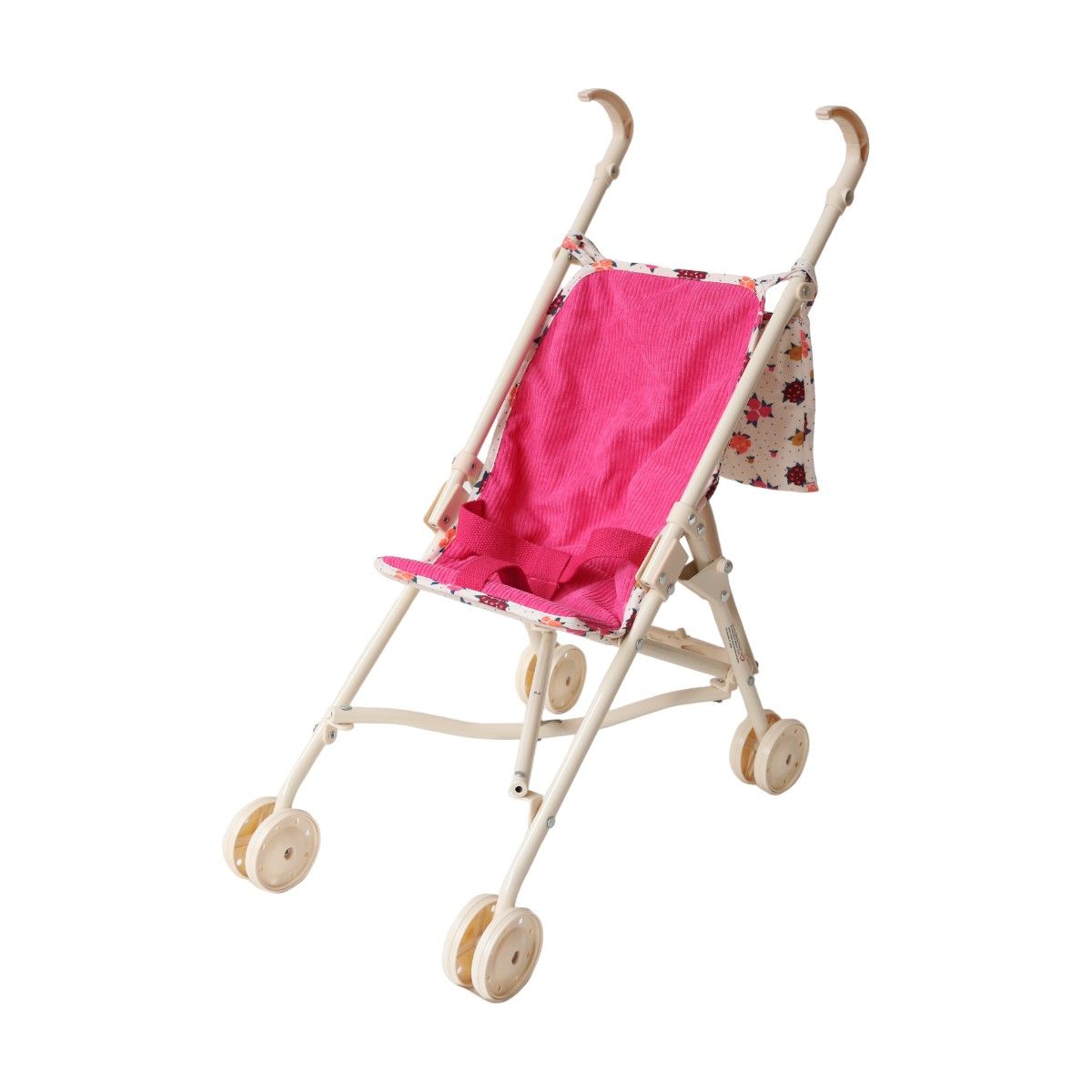 Poussette pour poupée velours fleuri avec sac - La vie en rose Frisette