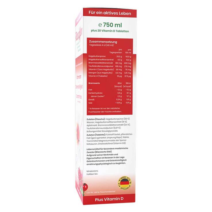 Rosaxan Saft plus Vitamin D-Tabletten, 750 ml