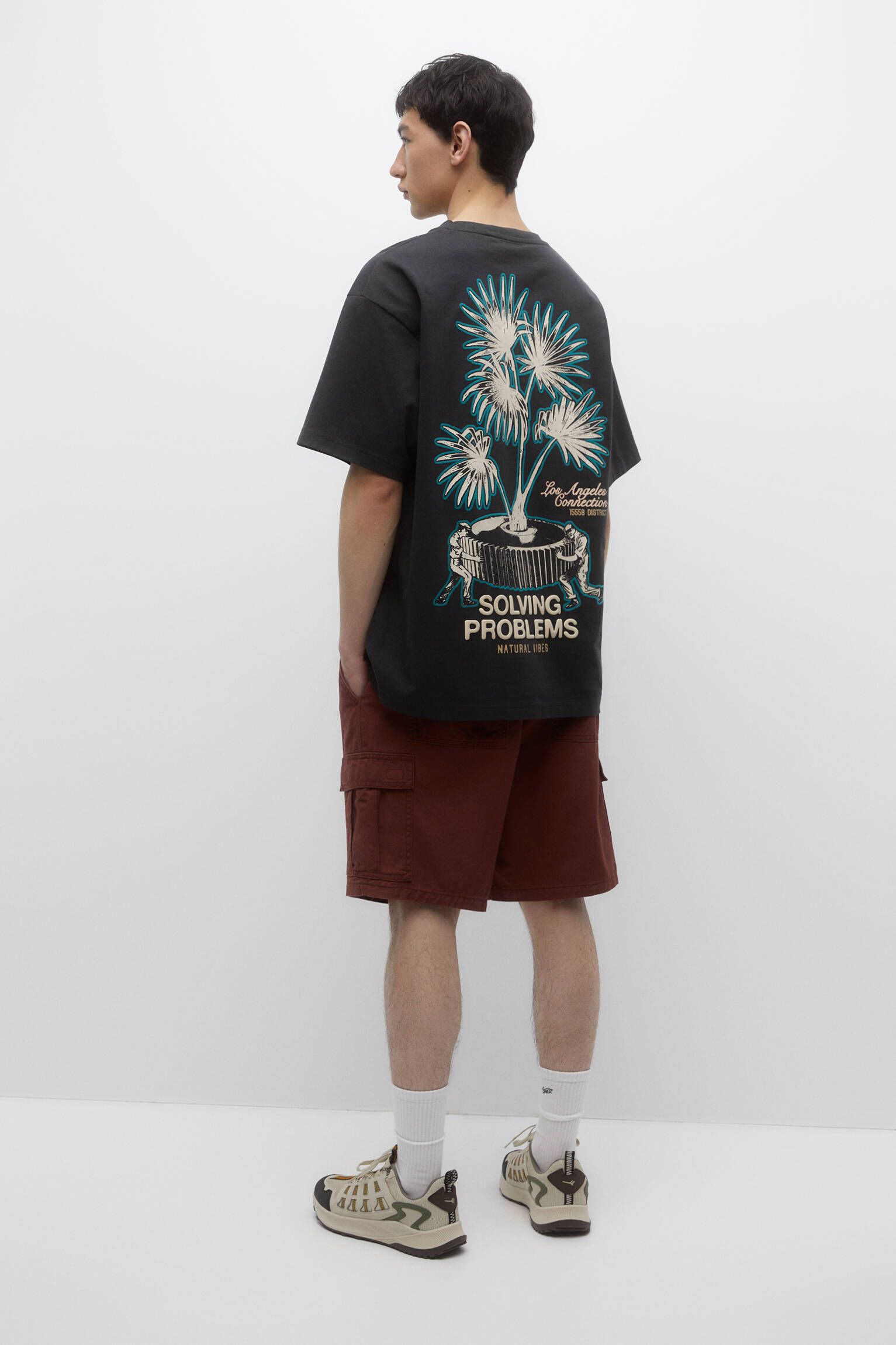 CAMISETA DE MANGA CURTA ESTAMPADA - CINZA ANTRACITE