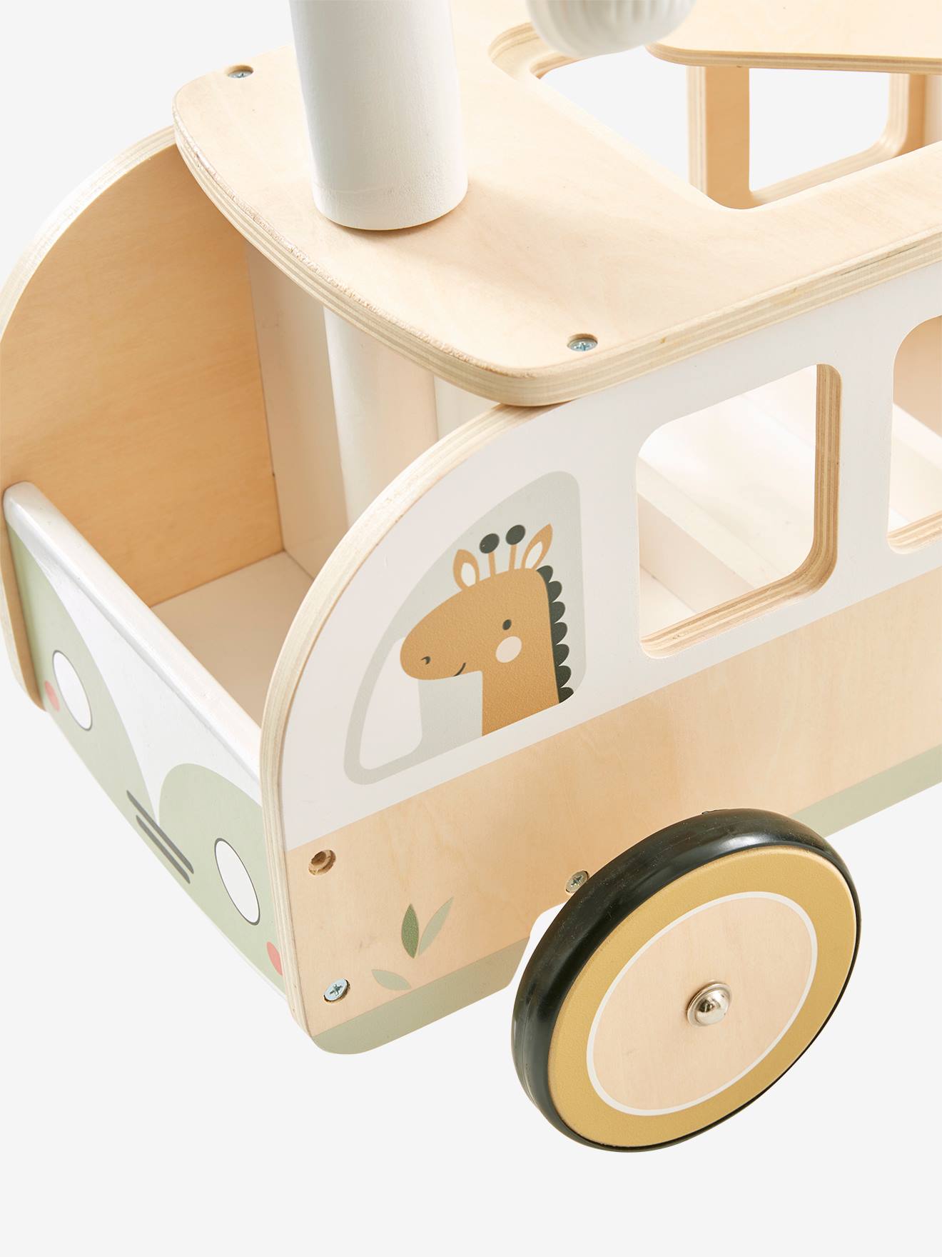 Ônibus de madeira Hanoi para passeio, brinquedo para crianças, certificado FSC® multicolorido