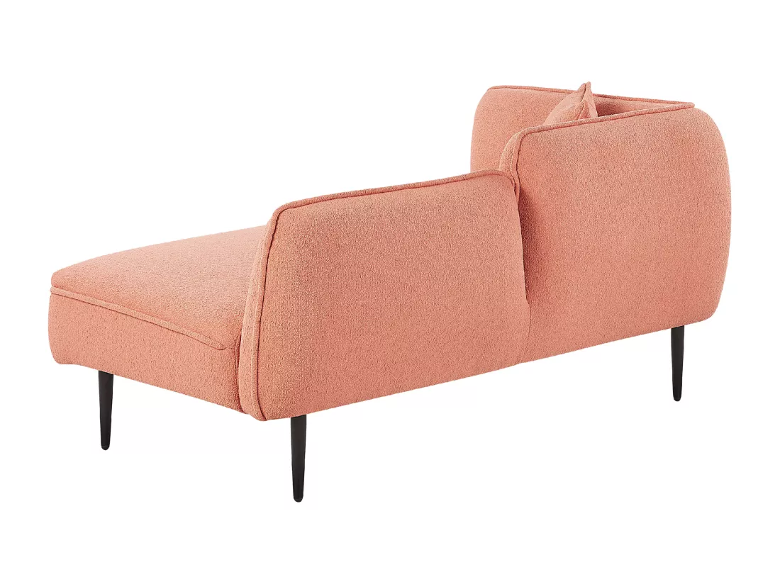 Méridienne d'angle à droite en tissu bouclé rose pêche CHEVANNES