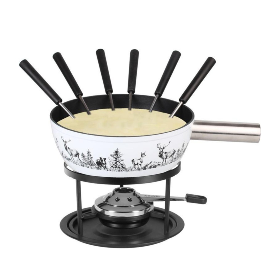 (9-tlg. Set) Ø22cm Käsefondue Caquelon Starter Kit (403686) - Wildtiere
