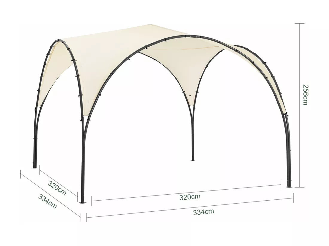 SoBuy Tonnelle de Jardin Anti UV30, Pavillon de Jardin Pliable pour Camping, Barnum Pliant, Tente de Fête, Tente de Réception, Ombre Tente, Tonnelle Camping, Beige, L334xP334xH256 cm, KLS16-MI