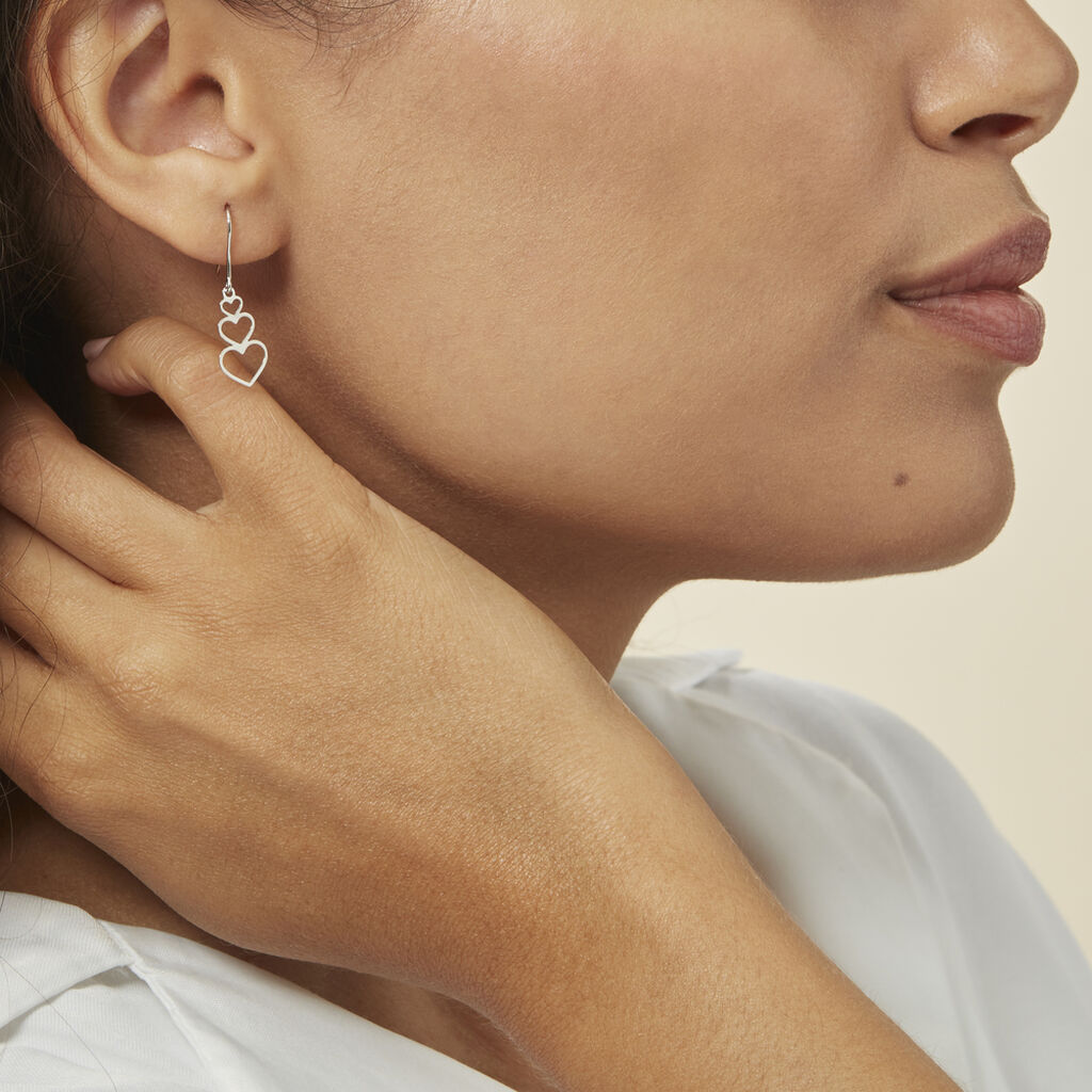 Boucles D'oreilles Pendantes Love Love Argent Blanc