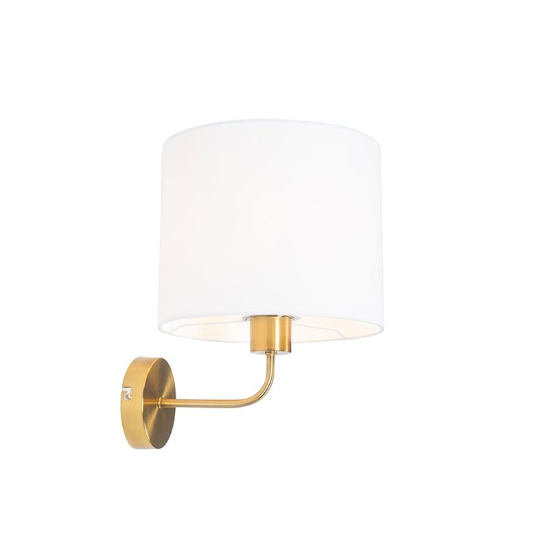 Klassieke wandlamp goud stoffen kap wit - Cas