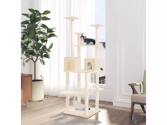 Arbre à chat avec griffoirs en sisal Crème 167 cm