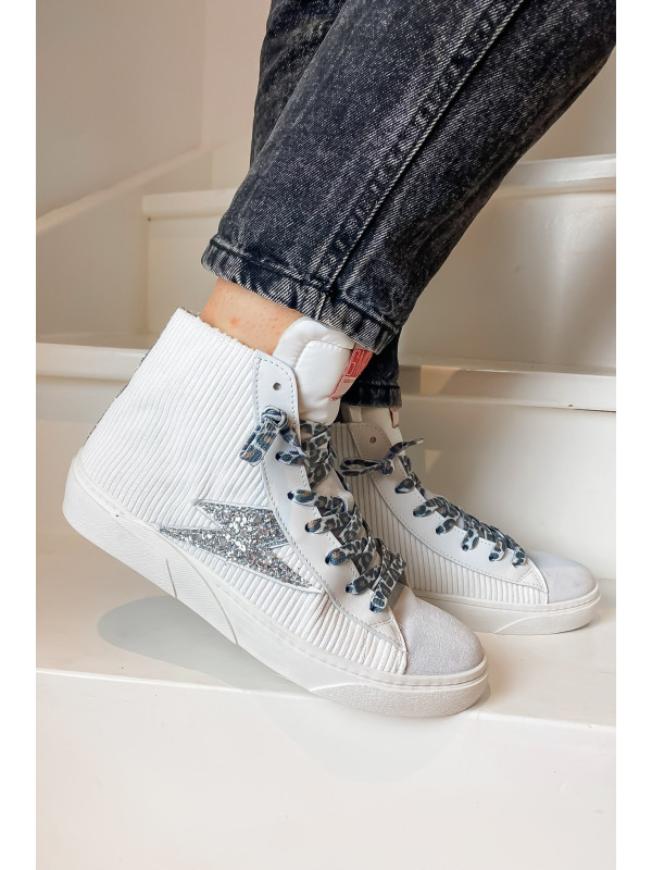 Baskets GOIA Velours Blanc - Semerdjian