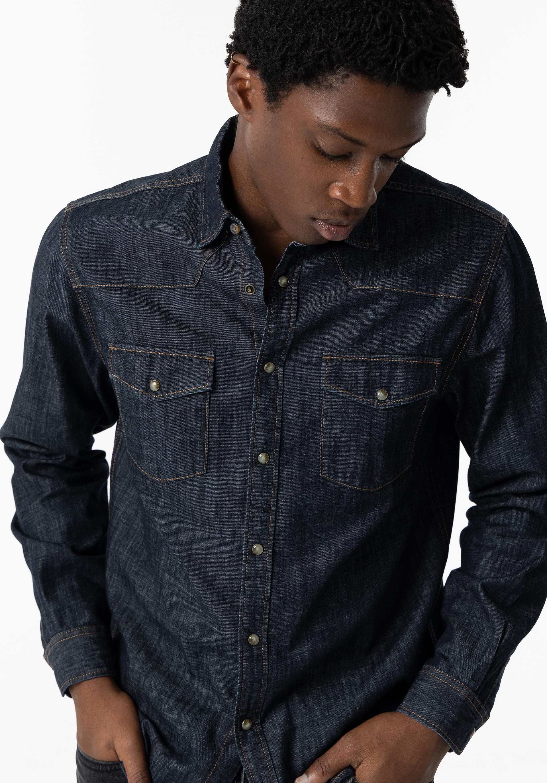 Camisa de Ganga Regular Fit com Bolsos