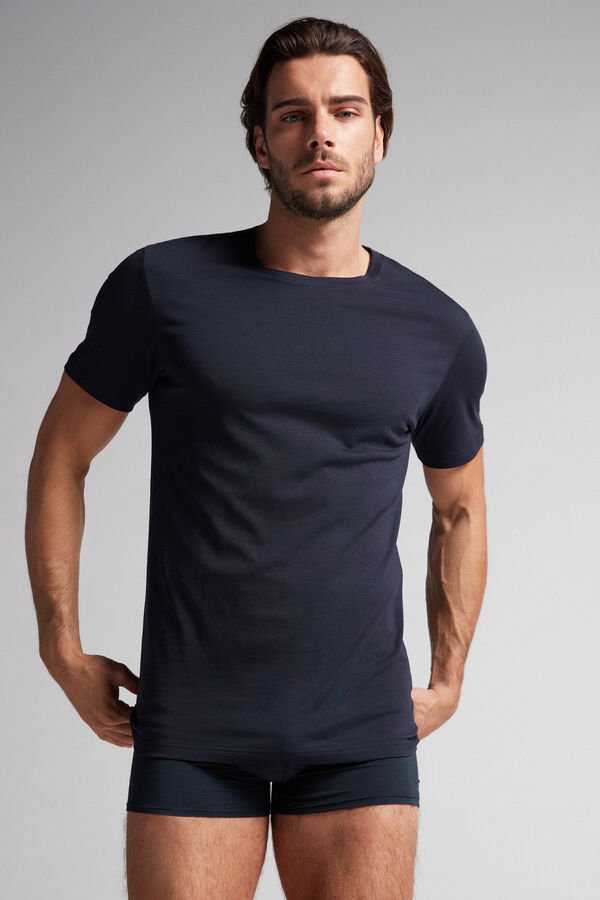 Camiseta de manga curta e gola redonda em algodão Supima®