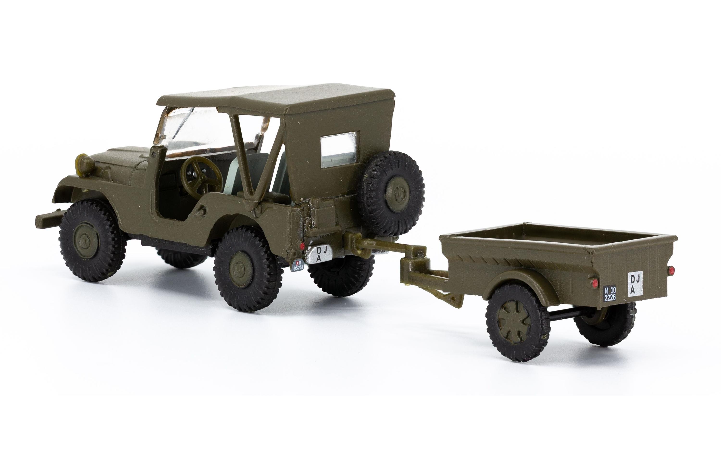 Willys M38A1 Armee Jeep mit Aebi Gelpw Anhänger 68 1:87H0 Jeep Militärmodell