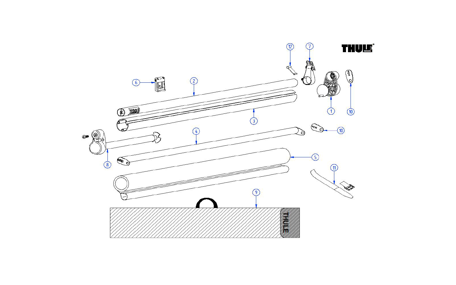 Thule Endstück Griffstange passend für Thule Windscreen - Thule Ersatzteilnummer 1500602415