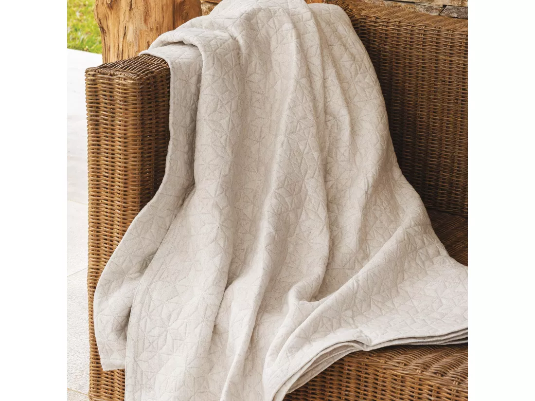 Dessus de lit Jacquard 180x250 cm GUETHARY coton écru ficelle