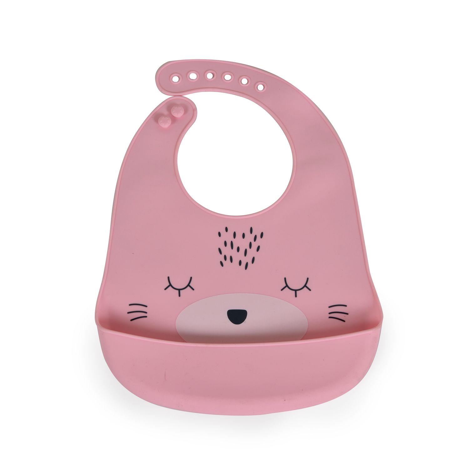 Cangaroo Babylatz Oscar Silikon, Tasche für Essensreste, Verschluss einstellbar rosa