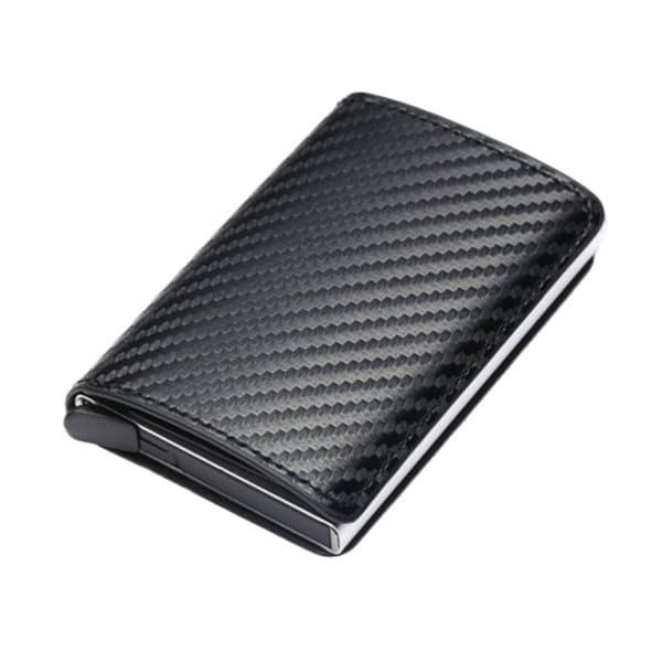 Karbonfiber pop-up-kortholder med RFID-beskyttelse PU Black
